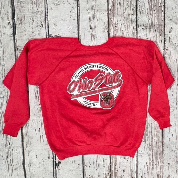 Vintage 80s Ohio State Buckeyes NCAA College Champion Red 1980s Sweatshirt - Picture 2 of 7